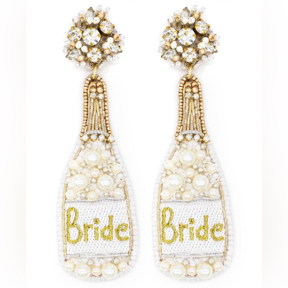 Champagne bottle bride earrings